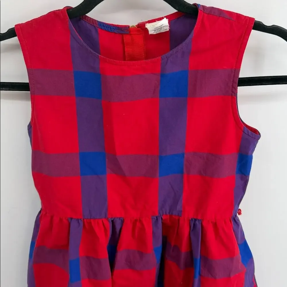 J. Crew CREWCUTS Factory blue and red plaid fit & flare dress sz 10